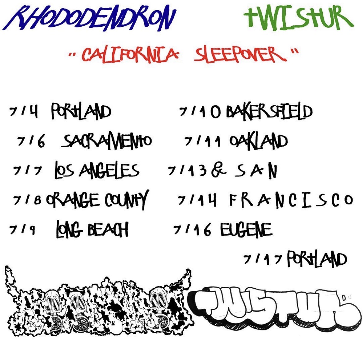 Rhododendron and TWISTUR California Sleeper tour poster